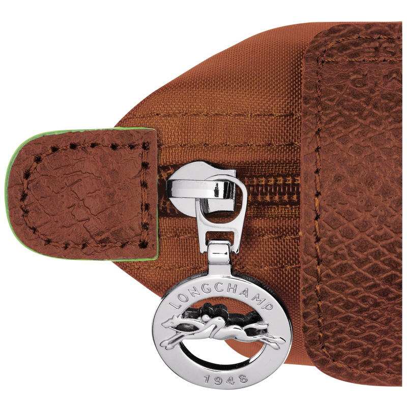 Longchamp |Le Pliage Grünes Münzgeldbörse Cognac – Recyceltes Canvas |Cognac