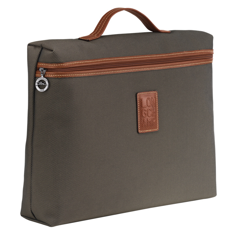 Longchamp |Boxford S Aktentasche, Braun – Recyceltes Canvas |Braun