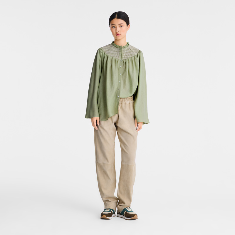 Longchamp |Bluse Vervain – Smokschleier |Eisenkraut