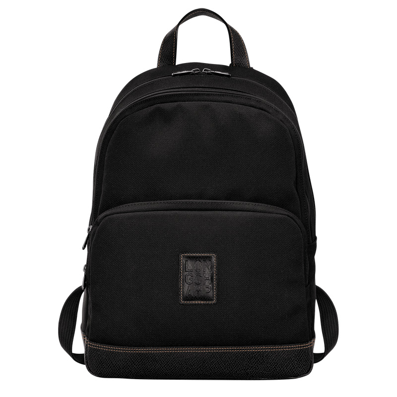Longchamp |Boxford Rucksack, Schwarz – Recyceltes Canvas |Schwarz