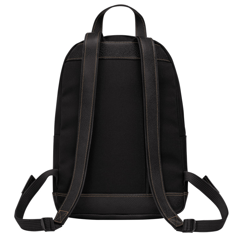 Longchamp |Boxford Rucksack, Schwarz – Recyceltes Canvas |Schwarz
