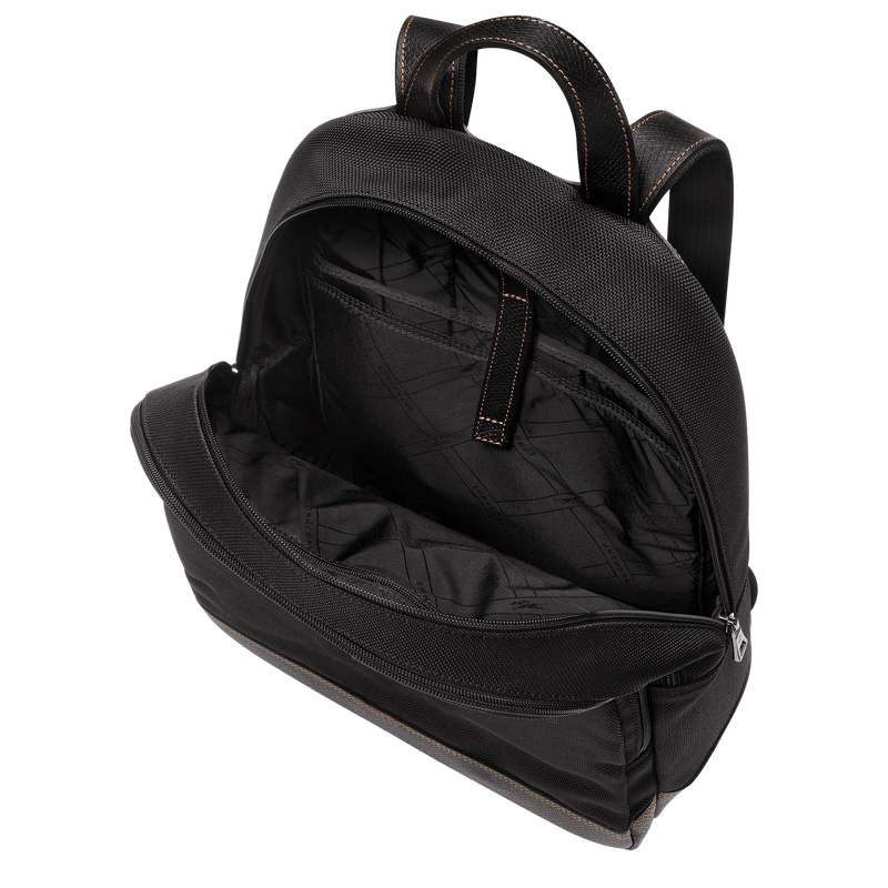 Longchamp |Boxford Rucksack, Schwarz – Recyceltes Canvas |Schwarz