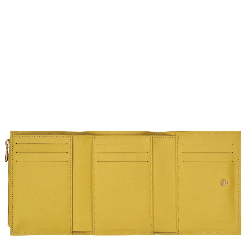 Longchamp |Le Roseau Kompaktes Portemonnaie, Ingwer – Leder |Ingwer