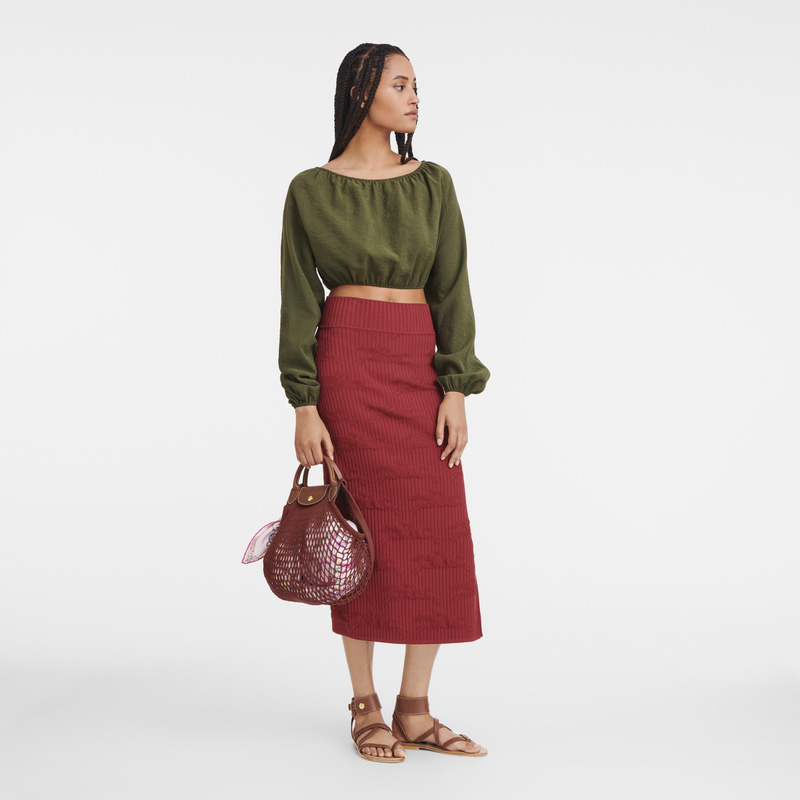 Longchamp |Le Pliage Filet L Mesh Bag Mahagoni – Canvas |Mahagoni