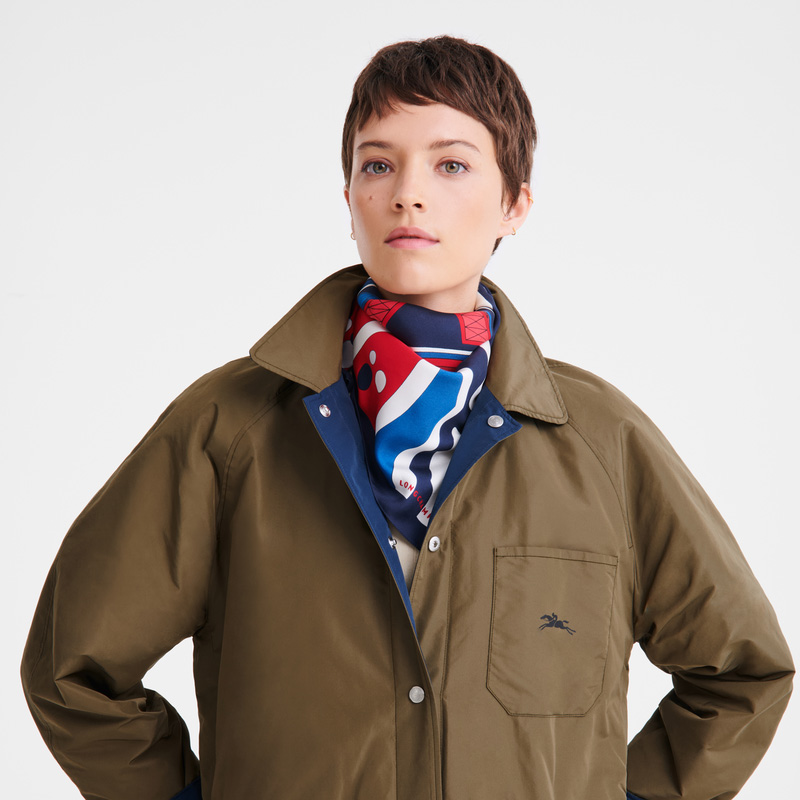 Longchamp |Equestrian Tower Seidenschal 70 Rot – SONSTIGES |Rot/Marineblau