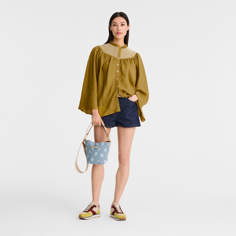 Longchamp |Le Roseau XS Beuteltasche Himmelblau – Canvas |Himmelblau