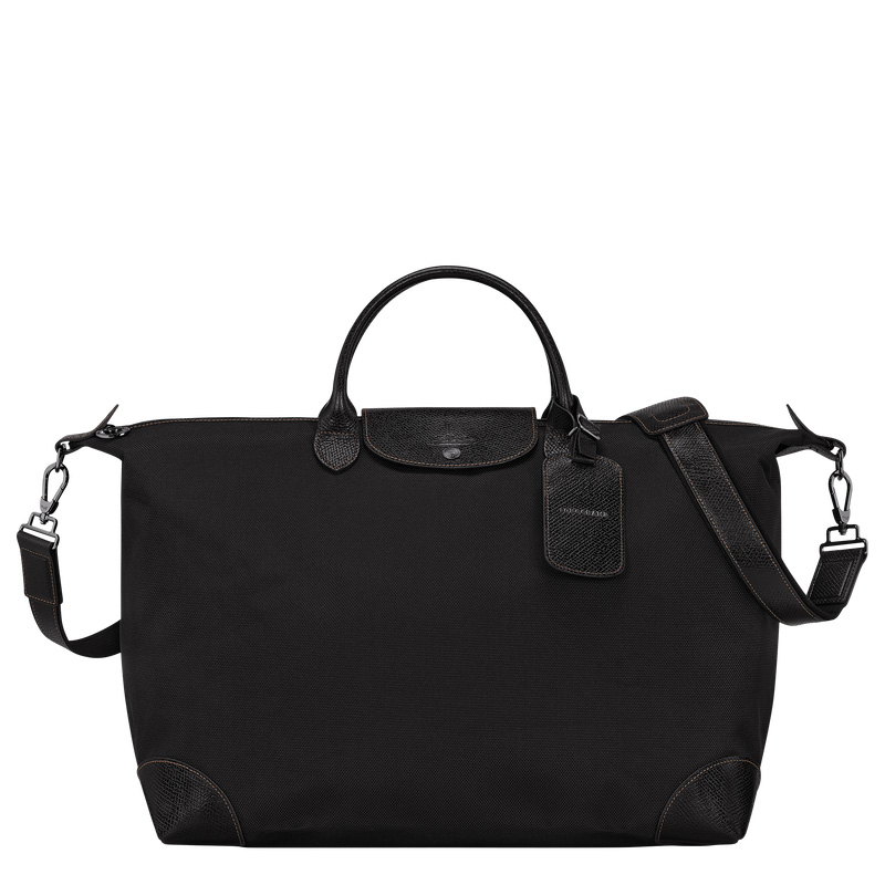 Longchamp |Boxford L Reisetasche, Schwarz – Recyceltes Canvas |Schwarz