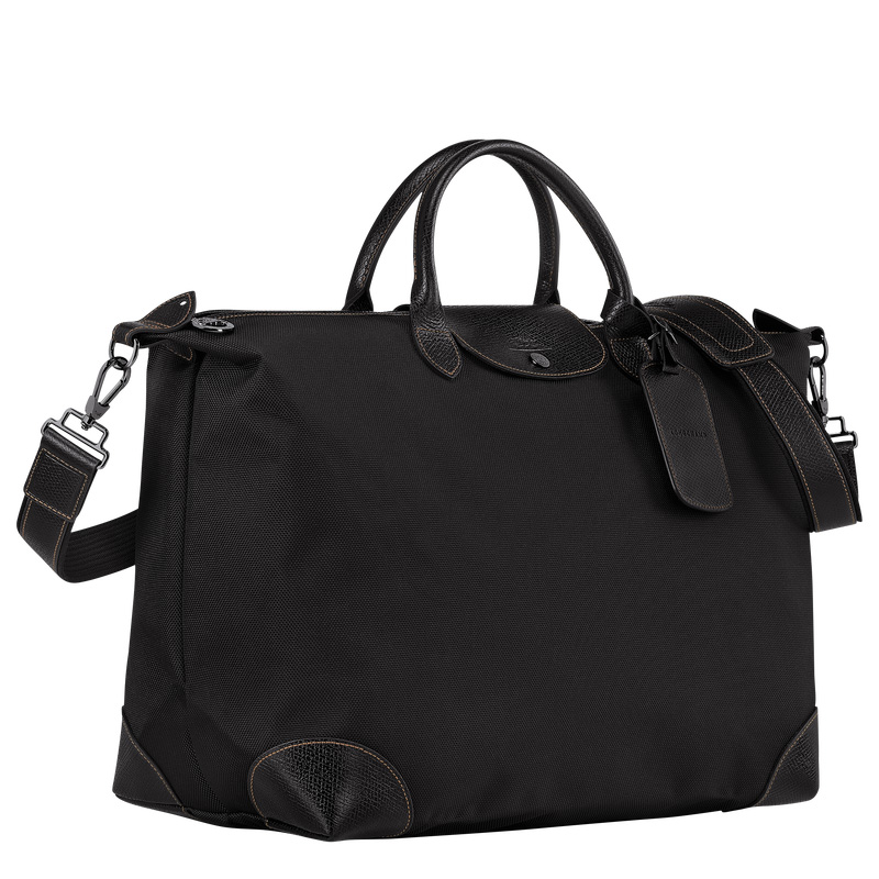 Longchamp |Boxford L Reisetasche, Schwarz – Recyceltes Canvas |Schwarz