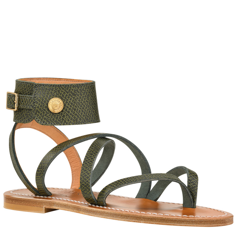 Longchamp |x K.Jacques Sandalen, Forest – Leder |Forest