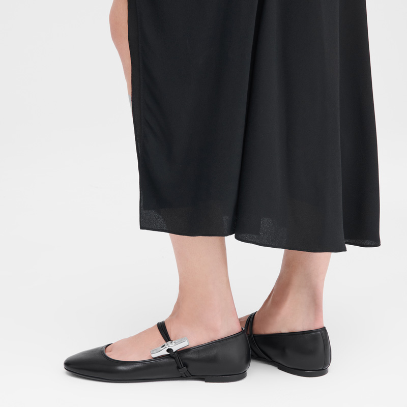 Longchamp |Le Roseau Ballerinas Schwarz – Leder |Schwarz