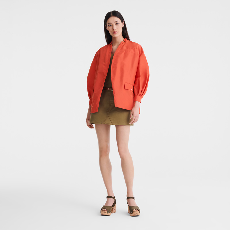 Longchamp |Kimonojacke Tomate – Technischer Taft |Tomate
