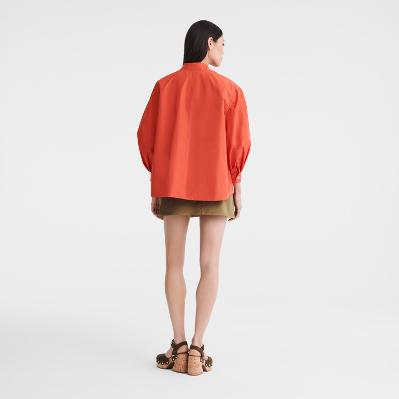 Longchamp |Kimonojacke Tomate – Technischer Taft |Tomate