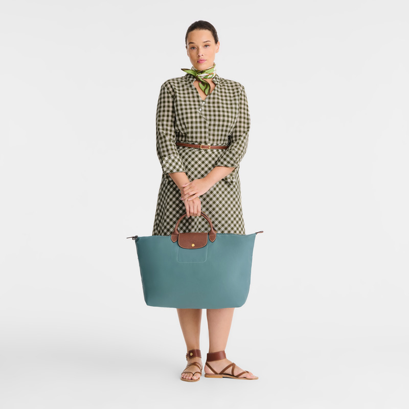Longchamp |Le Pliage Original L Reisetasche Eukalyptus – Recyceltes Canvas |Eukalyptus