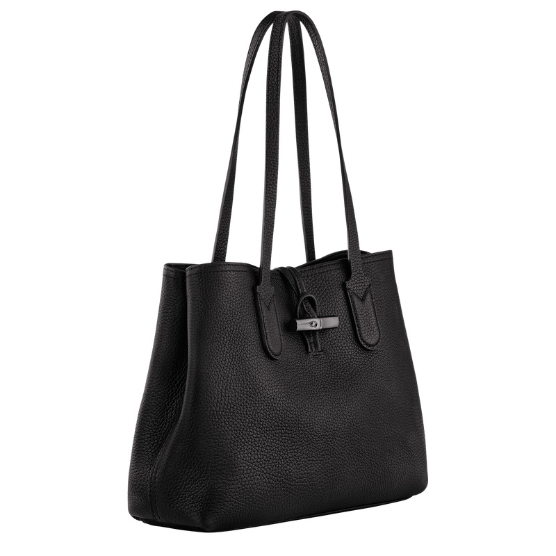 Longchamp |Le Roseau Essential M Tote Bag Schwarz – Leder |Schwarz