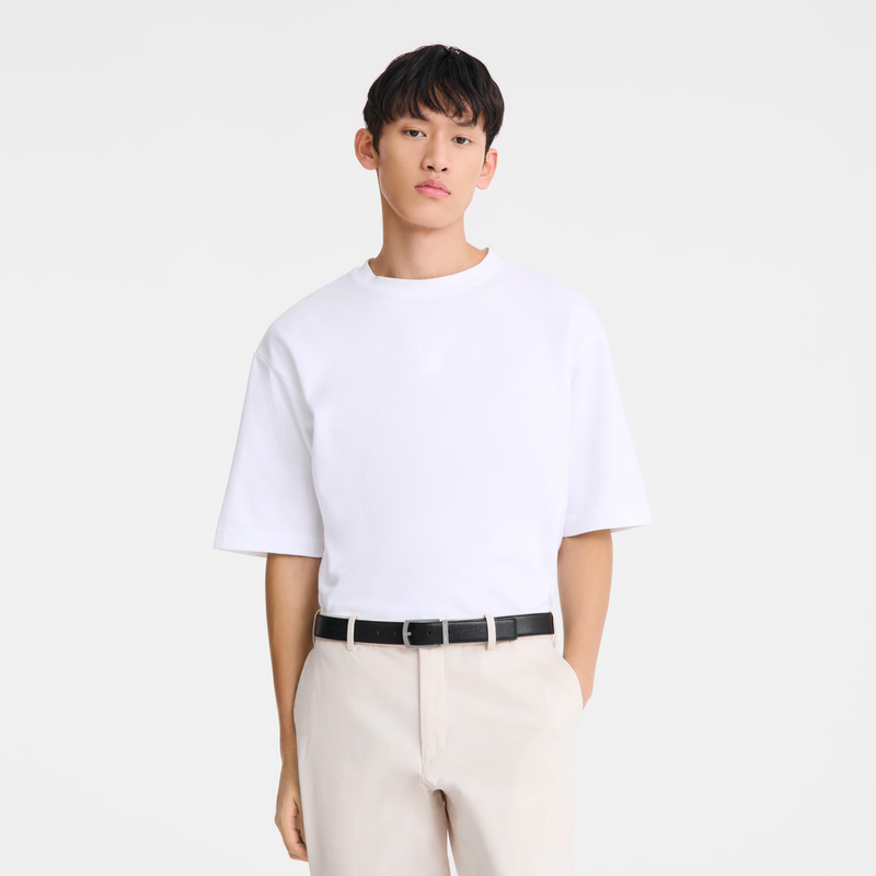 Longchamp |Le Foulonn Herrengürtel Schwarz/Karamell – Leder |Schwarz/Karamell