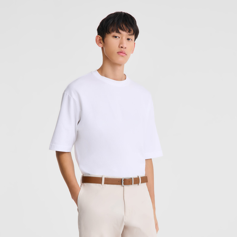 Longchamp |Le Foulonn Herrengürtel Schwarz/Karamell – Leder |Schwarz/Karamell