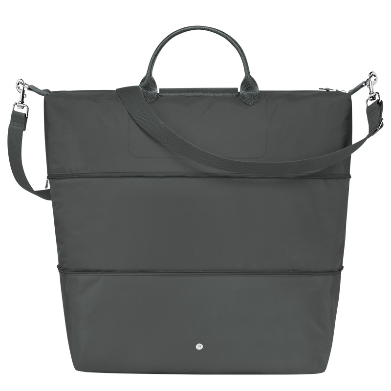 Longchamp |Le Pliage Grüne Reisetasche, erweiterbar, Graphit – Recyceltes Canvas |Graphit