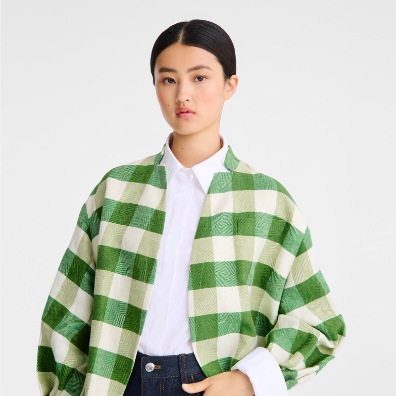 Longchamp |Kimonojacke Grün – Vichy-Jacquard |Grün