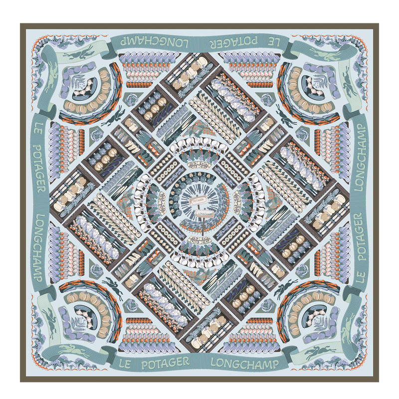 Longchamp |Vegetable Garden Seidenschal 90 Marineblau – SONSTIGES |Marineblau