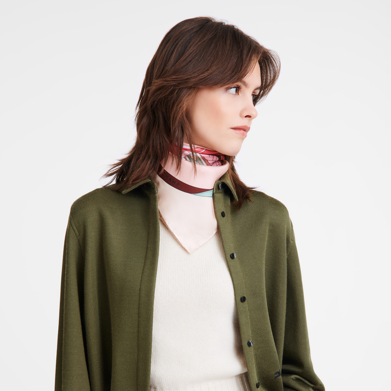 Longchamp |Tte de Cheval Seidenschal 90 Pink – Seide |Rosa