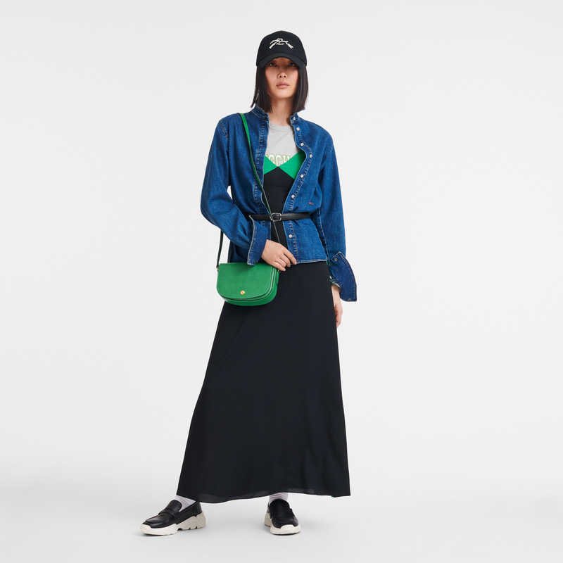 Longchamp |Pure S Umhängetasche, Grün – Leder |Grün