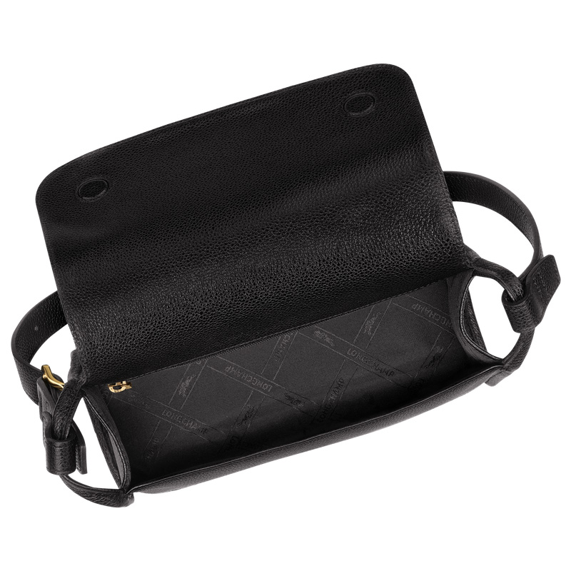 Longchamp |Le Foulonn M Umhängetasche Schwarz – Leder |Schwarz