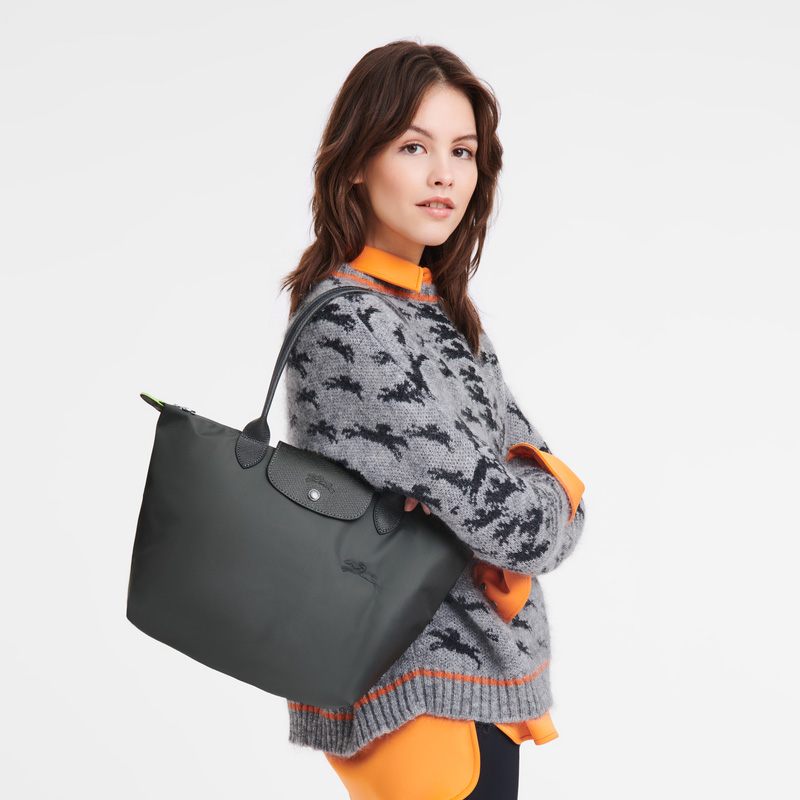 Longchamp |Le Pliage Green M Tote Bag Graphit – Recyceltes Canvas |Graphit