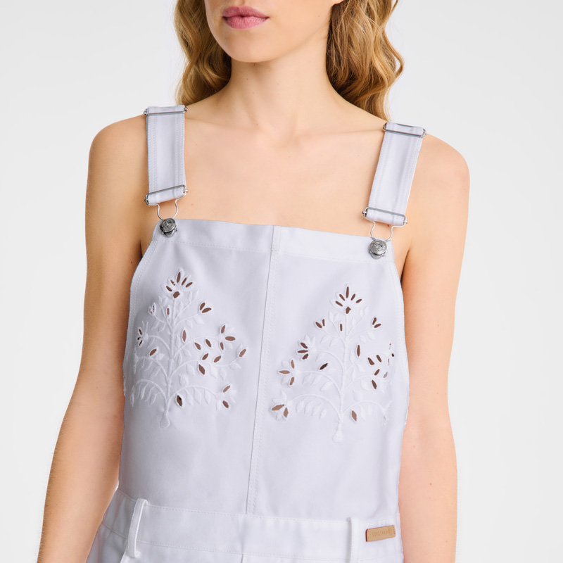 Longchamp |Kleid Weiß – Bestickte Gabardine |Weiß