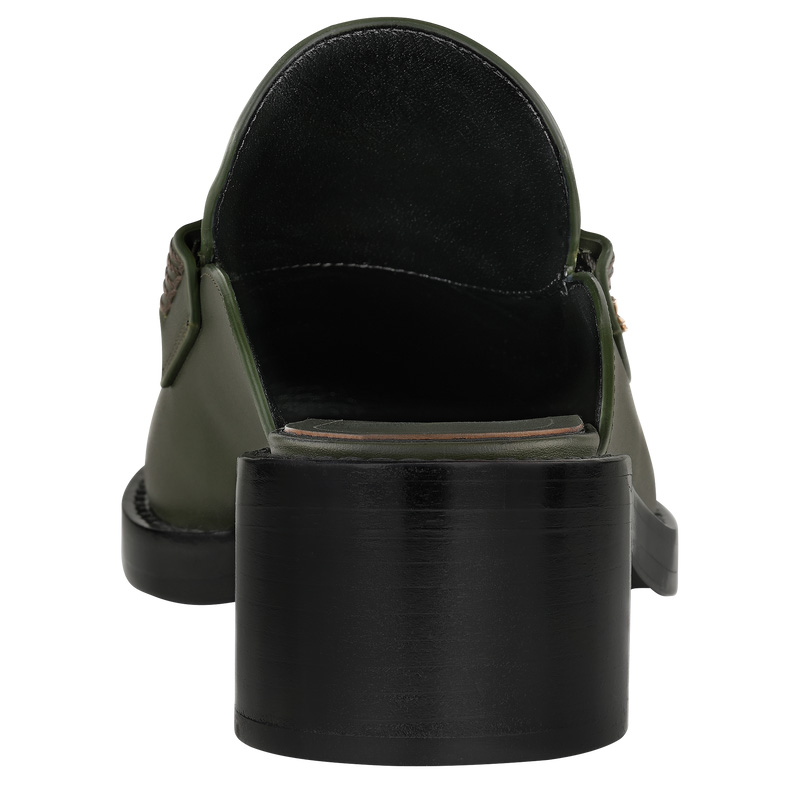 Longchamp |Epure Timeless Mules Khaki – Leder |Khaki