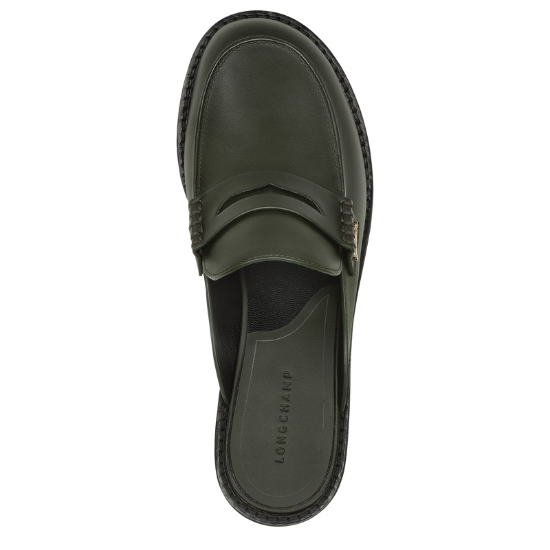 Longchamp |Epure Timeless Mules Khaki – Leder |Khaki