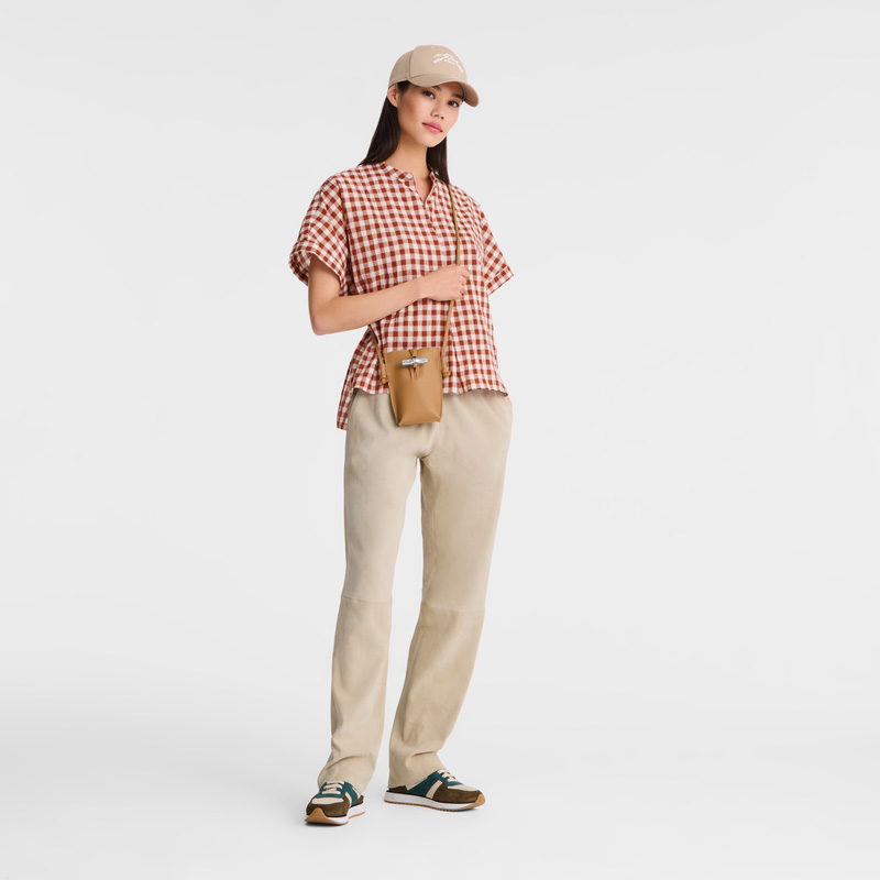 Longchamp |Le Roseau Handyhülle Walnuss – Leder |Walnuss