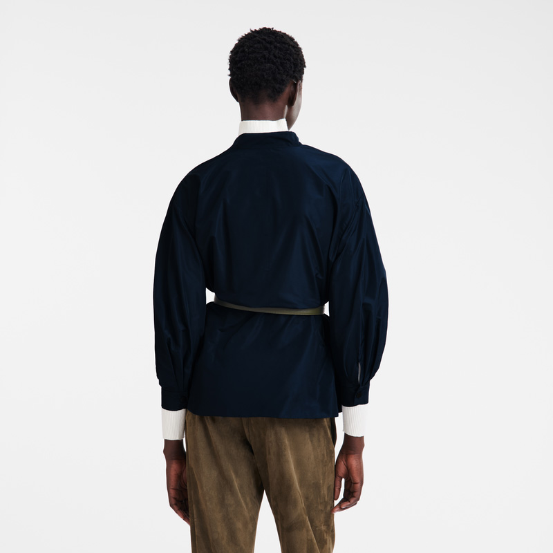 Longchamp |Kimonojacke, Marineblau – Technischer Taft |Marineblau