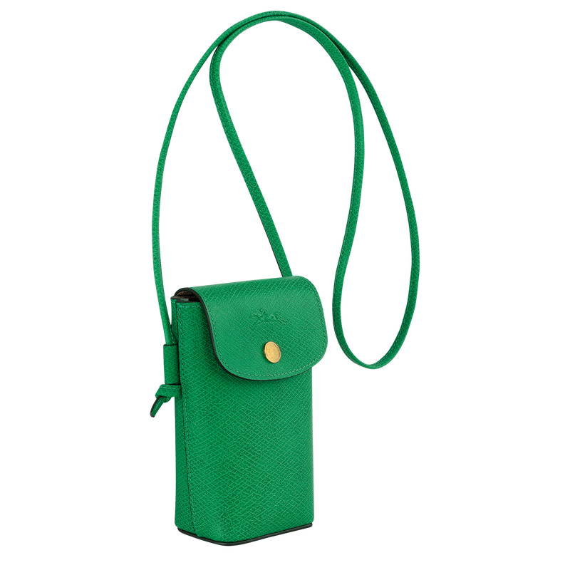 Longchamp |Pure Handyhülle mit Lederband Grün – Leder |Grün