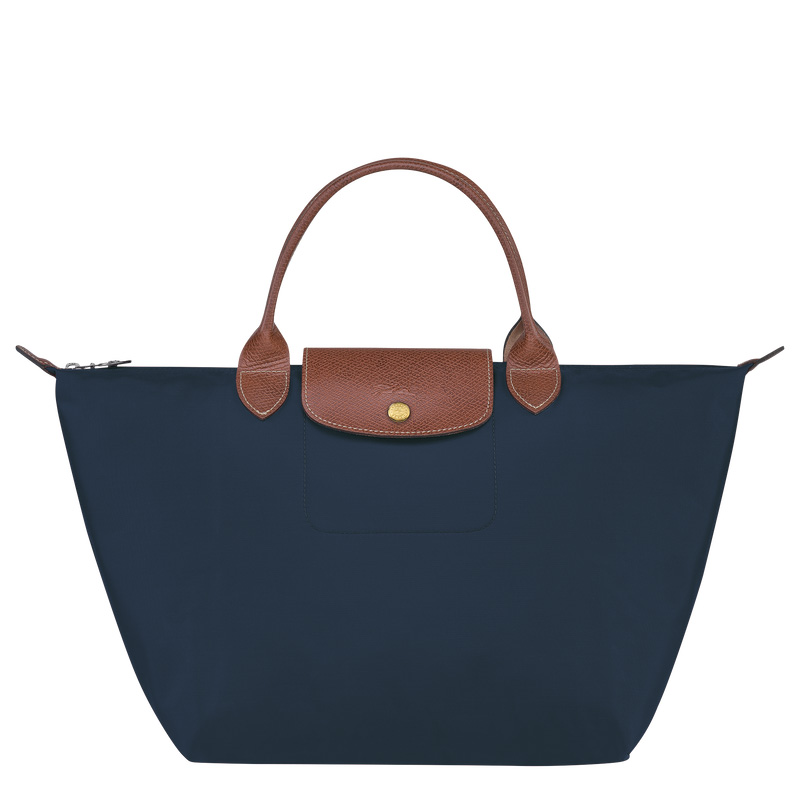Longchamp |Le Pliage Original M Handtasche, Marineblau – Recyceltes Canvas |Marineblau
