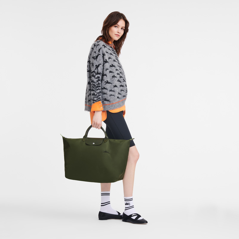 Longchamp |Le Pliage Grüne Reisetasche L Forest – Recyceltes Canvas |Forest