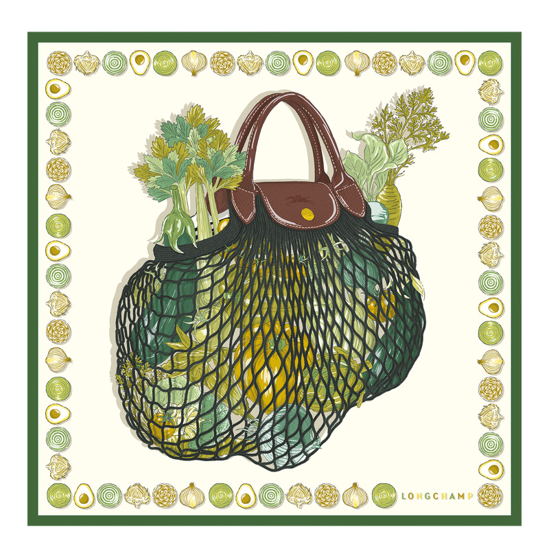 Longchamp |The Gourmet Mesh Bag Seidenschal 70 Laurel – SONSTIGES |Laurel