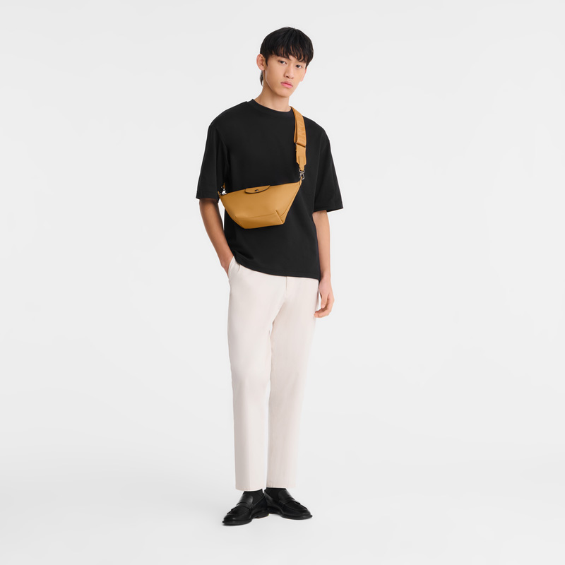 Longchamp |Le Pliage Xtra XS Umhängetasche, Honigbraun – Leder |Honig