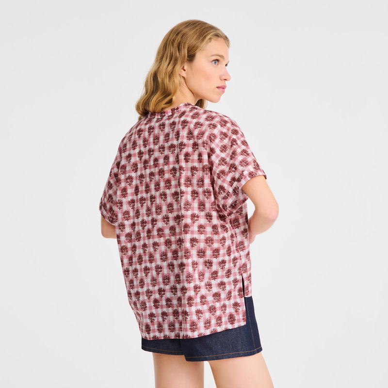 Longchamp |Bluse Blush – Schleier mit Vichy-Print |Blush