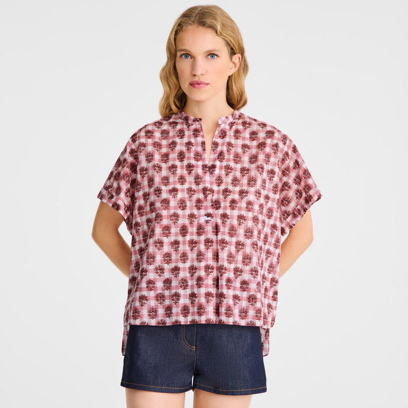 Longchamp |Bluse Blush – Schleier mit Vichy-Print |Blush