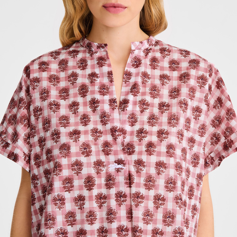 Longchamp |Bluse Blush – Schleier mit Vichy-Print |Blush