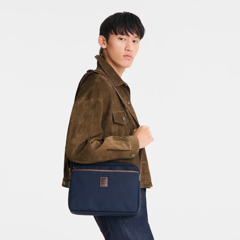 Longchamp |Boxford M Kameratasche Blau – Recyceltes Canvas |Blau