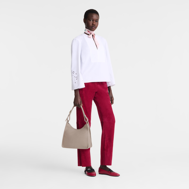 Longchamp |Le Foulonn M Hobo Bag Turteltaube – Leder |Turteltaube