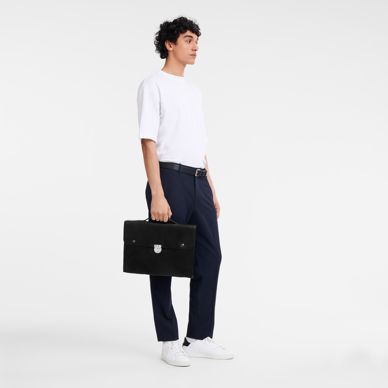 Longchamp |Le Foulonn S Aktentasche Schwarz – Leder |Schwarz