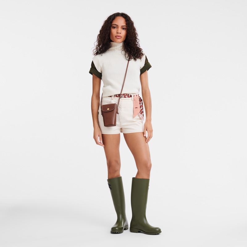 Longchamp |Pure Handyhülle mit Lederband, Braun – Leder |Braun