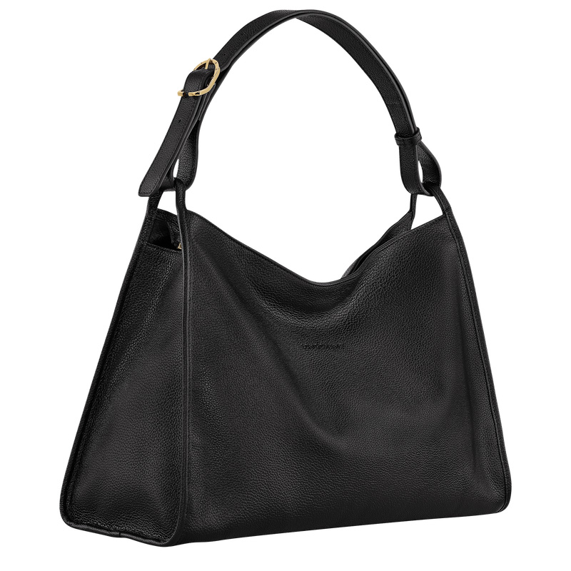 Longchamp |Le Foulonn XL Schultertasche Schwarz – Leder |Schwarz