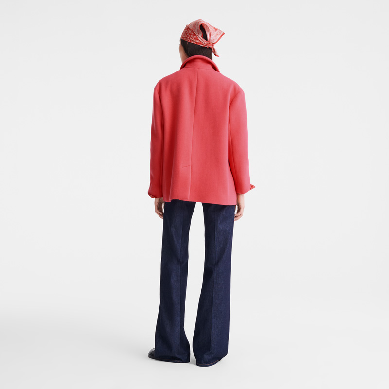 Longchamp |Gerade geschnittener Caban in Blush – Wolltuch |Blush