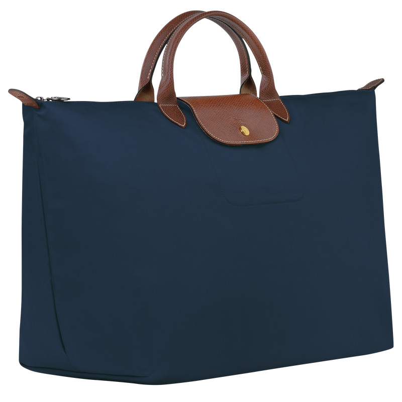 Longchamp |Le Pliage Original L Reisetasche, Marineblau – Recyceltes Canvas |Marineblau