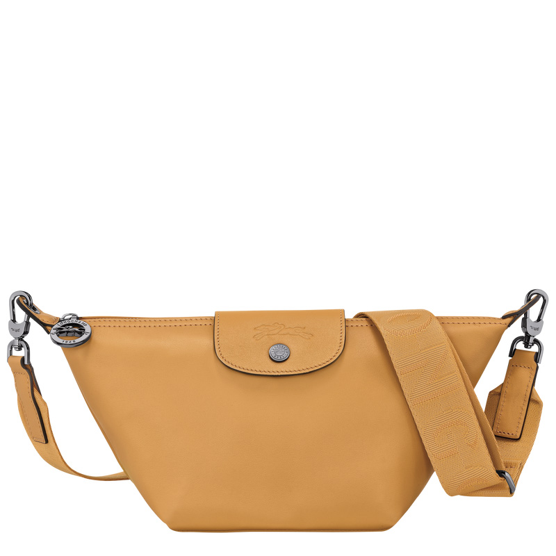 Longchamp |Le Pliage Xtra XS Umhängetasche, Honigbraun – Leder |Honig