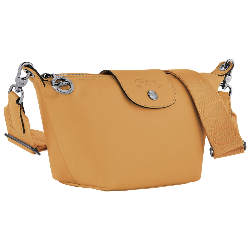 Longchamp |Le Pliage Xtra XS Umhängetasche, Honigbraun – Leder |Honig