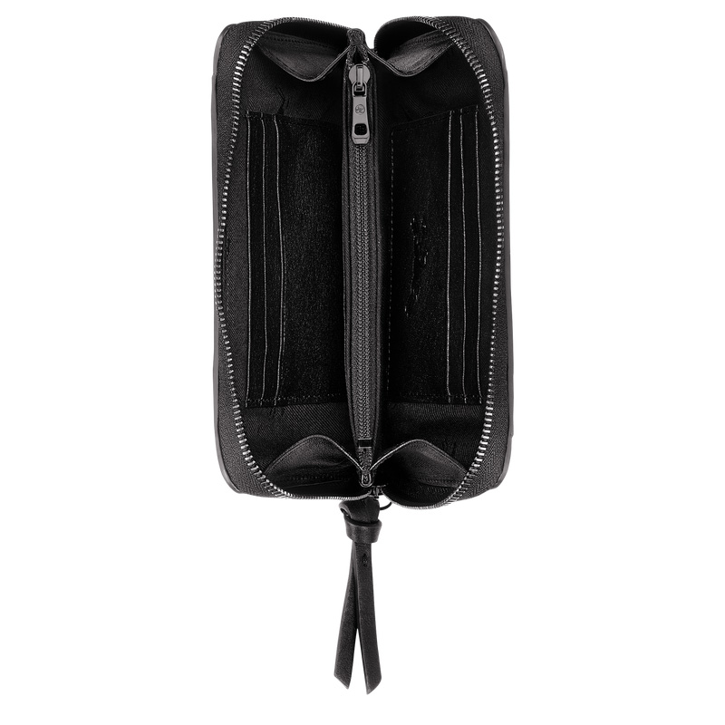 Longchamp |3D-Geldbörse Schwarz – Leder |Schwarz